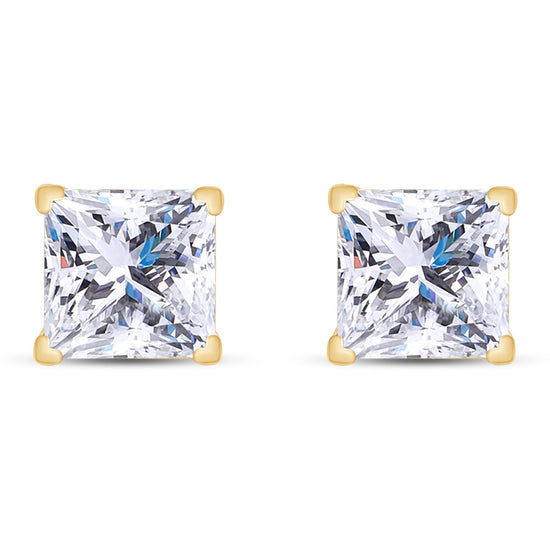 1 Carat Princess Cut Lab Created Moissanite Diamond Solitaire Stud Earrings In 925 Sterling Silver For Women