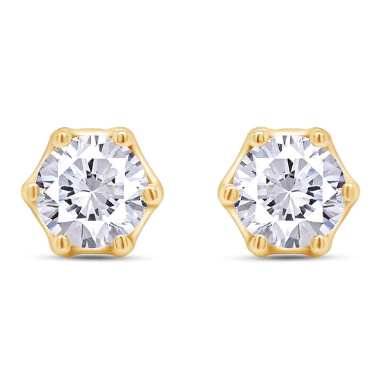 2 Carat Round Cut Lab Created Moissanite Diamond Push Back Stud Earrings In 925 Sterling Silver (2 Cttw)