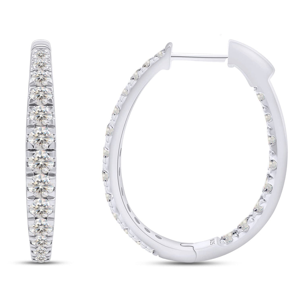 
                      
                        3 Carat Lab Created Moissanite Diamond Inside Outside Hoop Earrings In 925 Sterling Silver For Women (VVS1 Clarity)
                      
                    