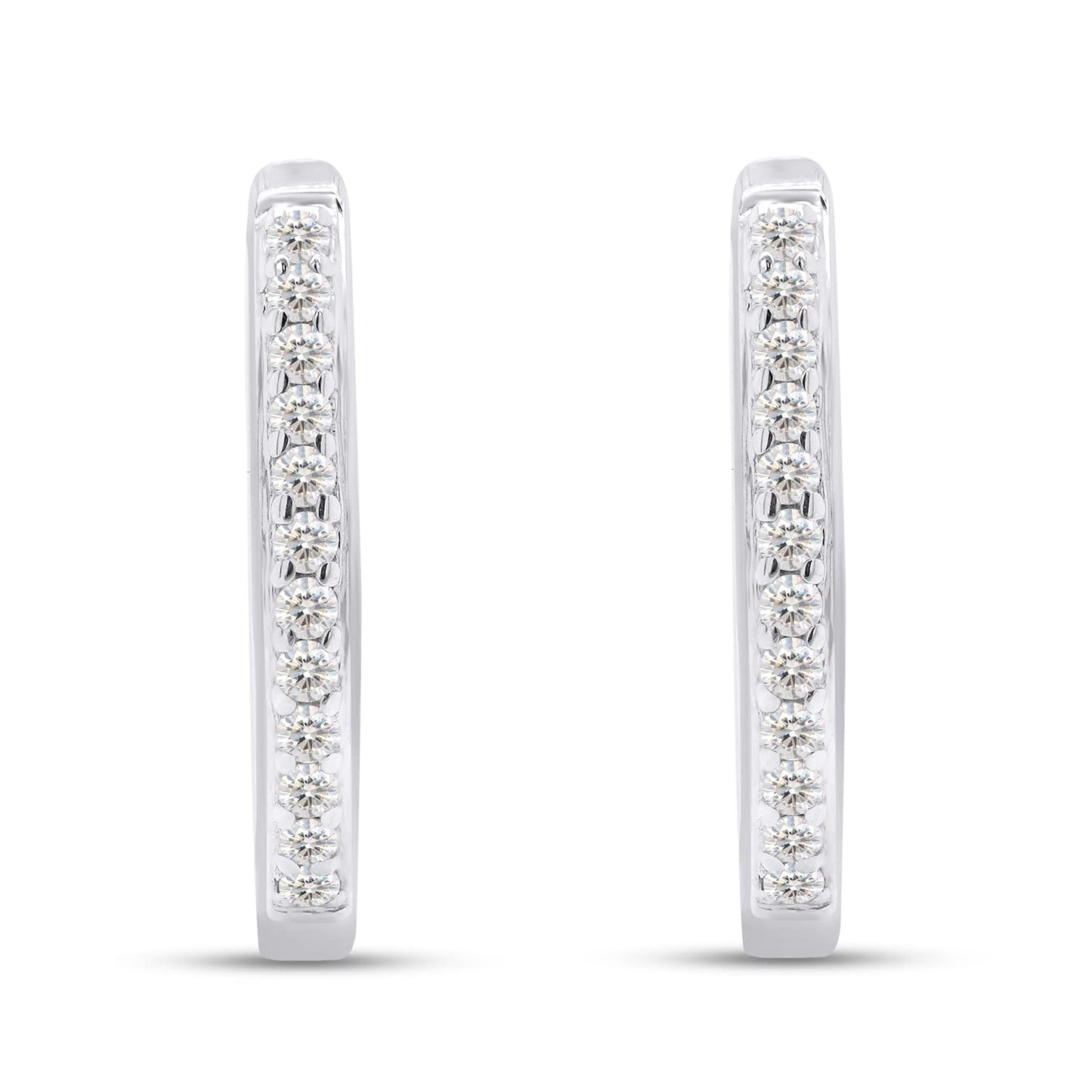 1/10 Carat Lab Created Moissanite Diamond Half Eternity Hoop Earrings In 925 Sterling Silver (0.10 Cttw)