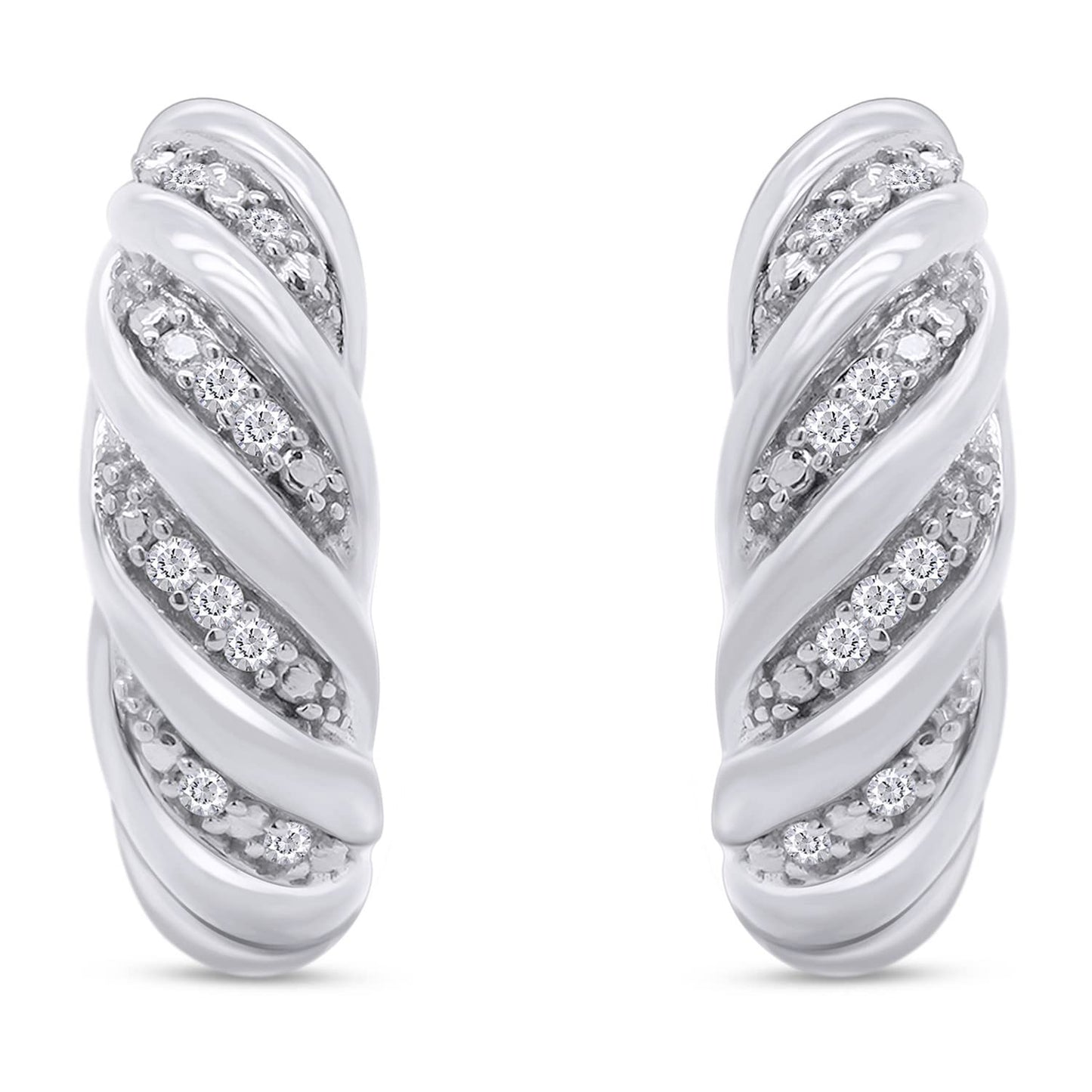 1/10 Carat Lab Created Moissanite Diamond Dome Huggie Hoop Earrings In 925 Sterling Silver (0.10 Cttw)