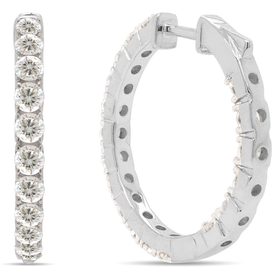 2 1/10 ct.t.w Lab Created Moissanite Diamond Hoop Earrings In 925 Sterling Silver
