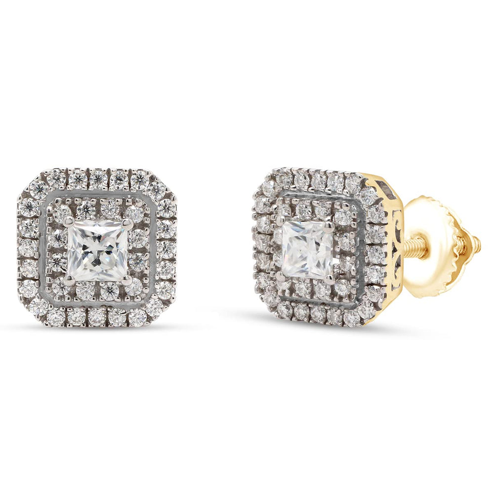 
                      
                        1 Carat Princess & Round Cut Lab Created Moissanite Diamond Double Halo Stud Earrings In 10K Or 14K Solid Gold (1 Cttw)
                      
                    