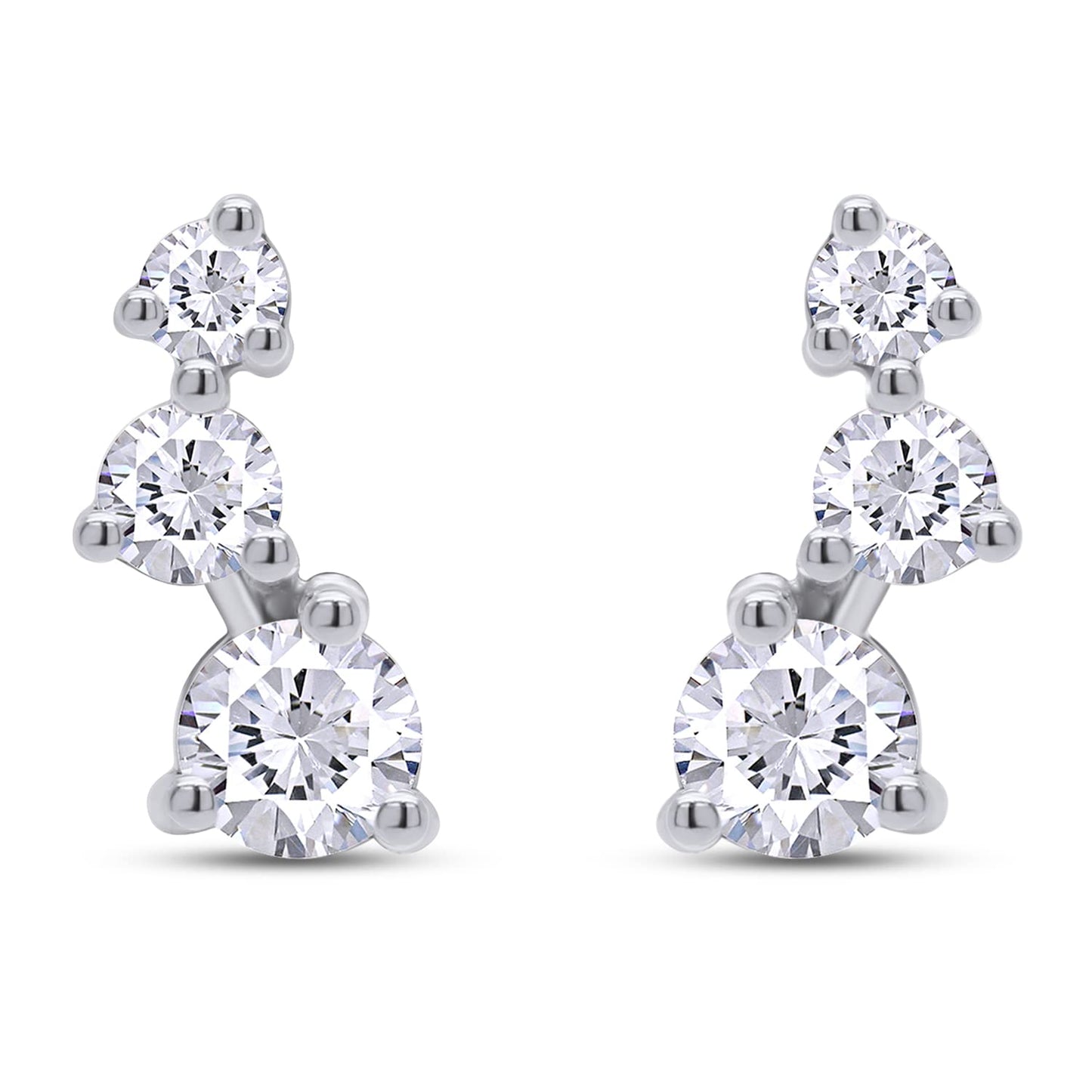 1/2 Carat Round Cut Lab Created Moissanite Diamond Push Back Crawler Stud Earrings In 925 Sterling Silver (0.50 Cttw)