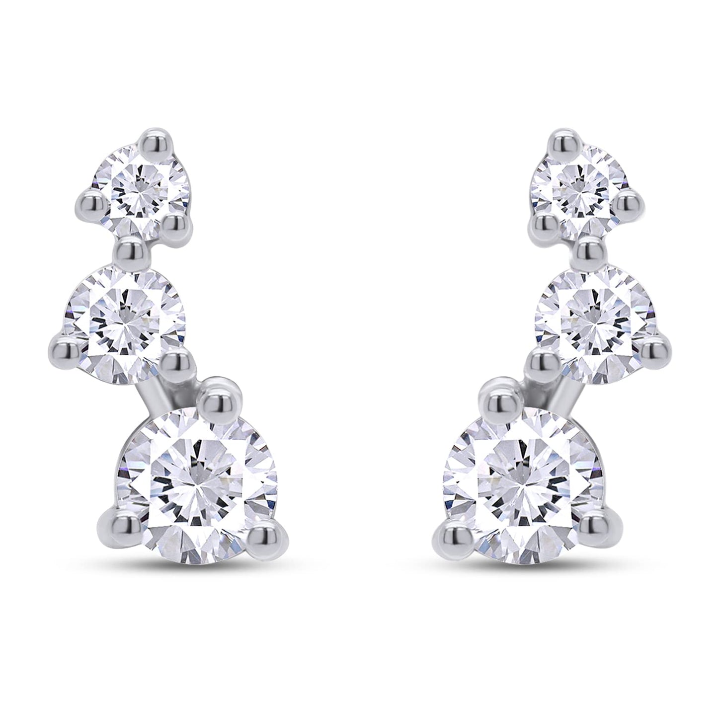Load image into Gallery viewer, 1/2 Carat Round Cut Lab Created Moissanite Diamond Push Back Crawler Stud Earrings In 925 Sterling Silver (0.50 Cttw)
