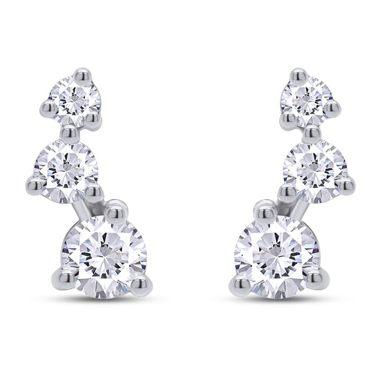 Load image into Gallery viewer, 1/2 Carat Round Cut Lab Created Moissanite Diamond Push Back Crawler Stud Earrings In 925 Sterling Silver (0.50 Cttw)
