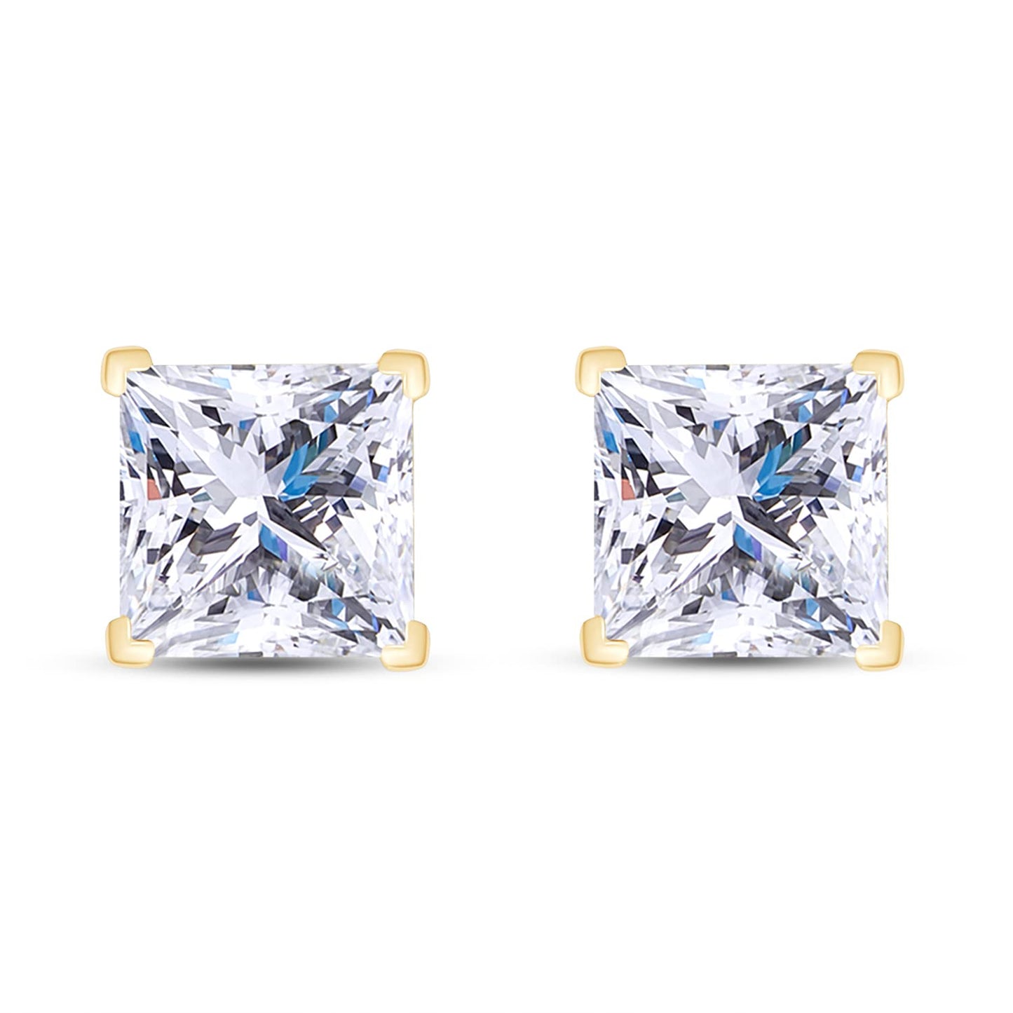 Load image into Gallery viewer, Princess Cut Lab Created Moissanite Diamond Solitaire Stud Earrings In 925 Sterling Silver (1.75 Cttw)
