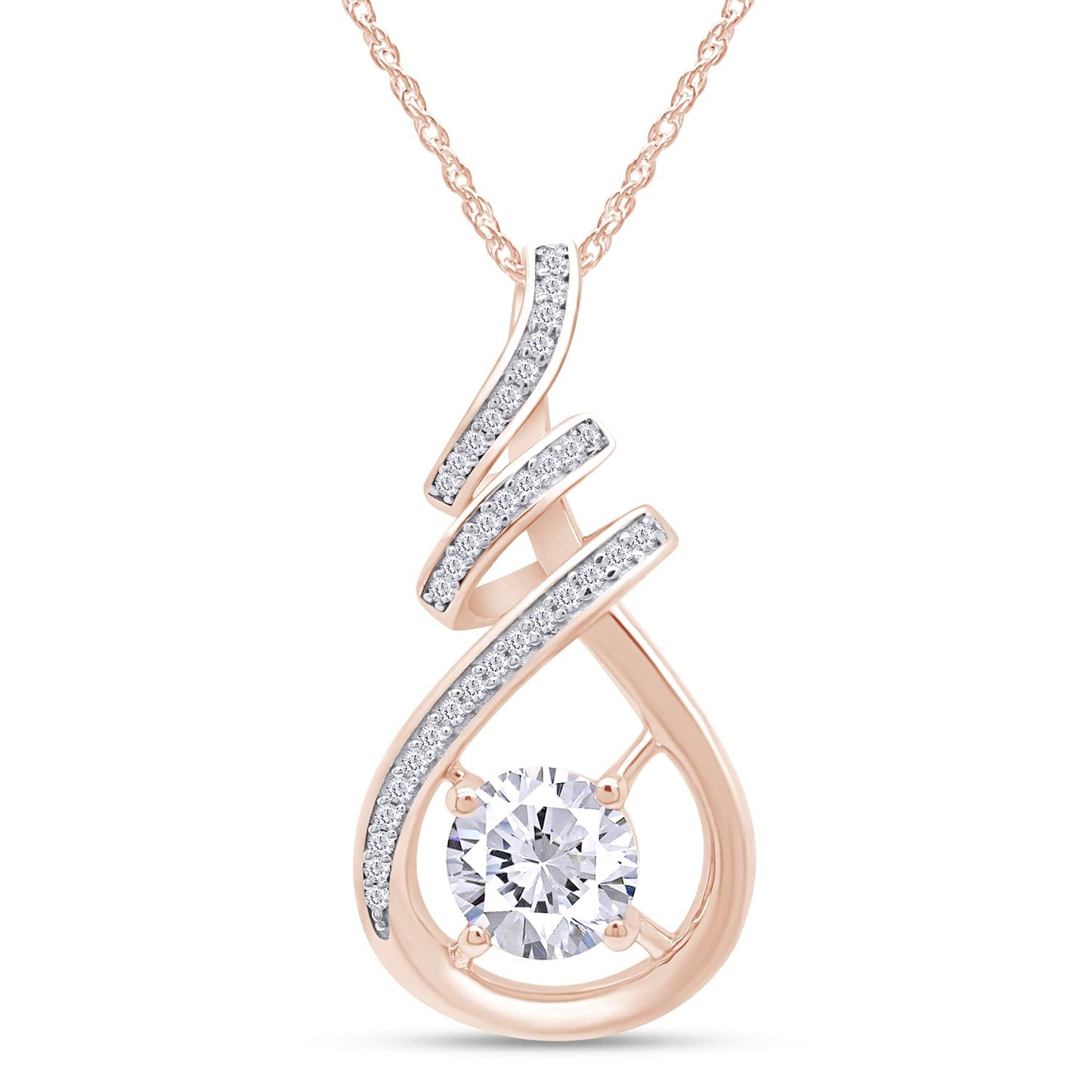Load image into Gallery viewer, 1 Carat Lab Created Moissanite Diamond Infinity Twisted Solitaire Pendant Necklace In 925 Sterling Silver
