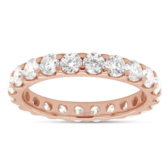 2 Carat Round Cut Lab Created Moissanite Diamond Full Eternity Stackable Wedding Band Ring in 925 Sterling Silver Jewelry for Women