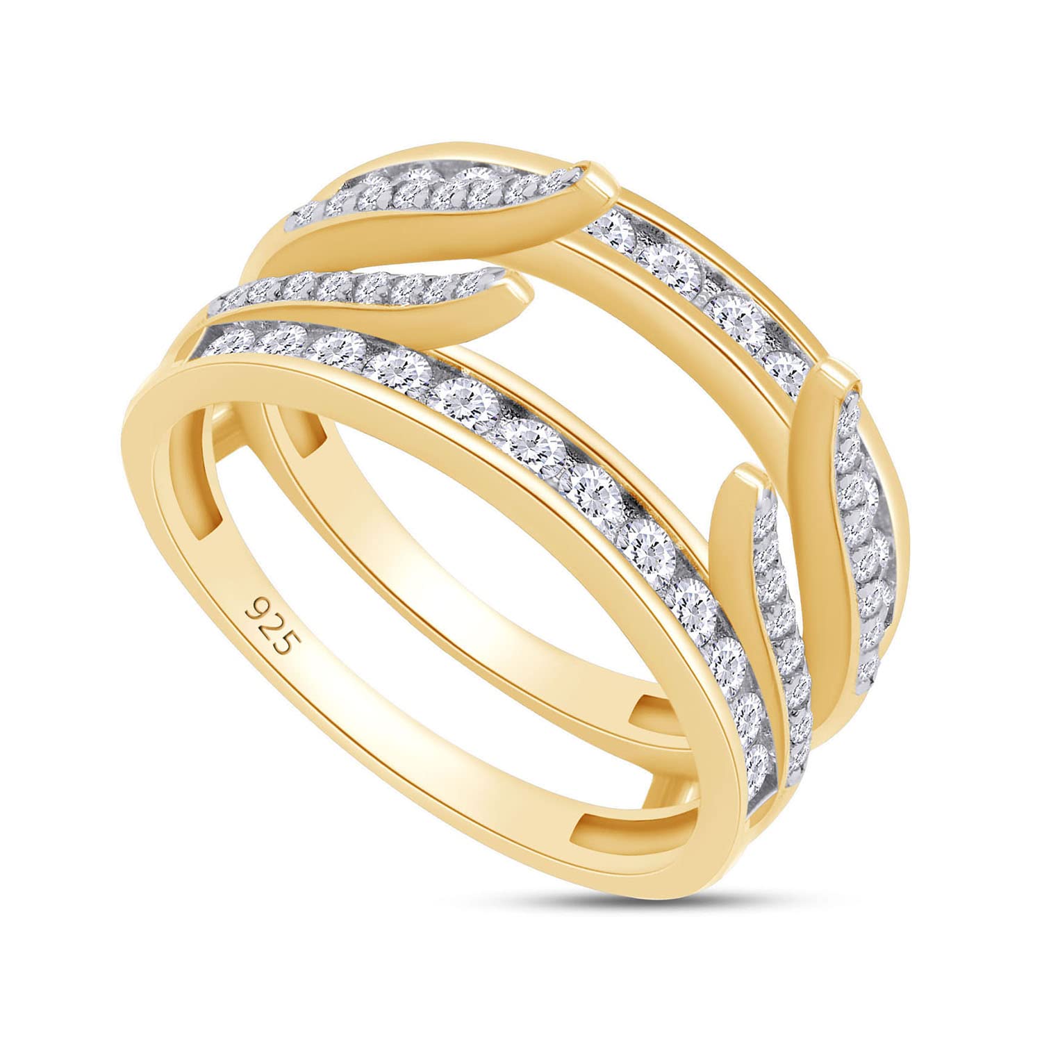 Lab Created Moissanite Combination Cathedral and Classic Enhancer Ring Guard