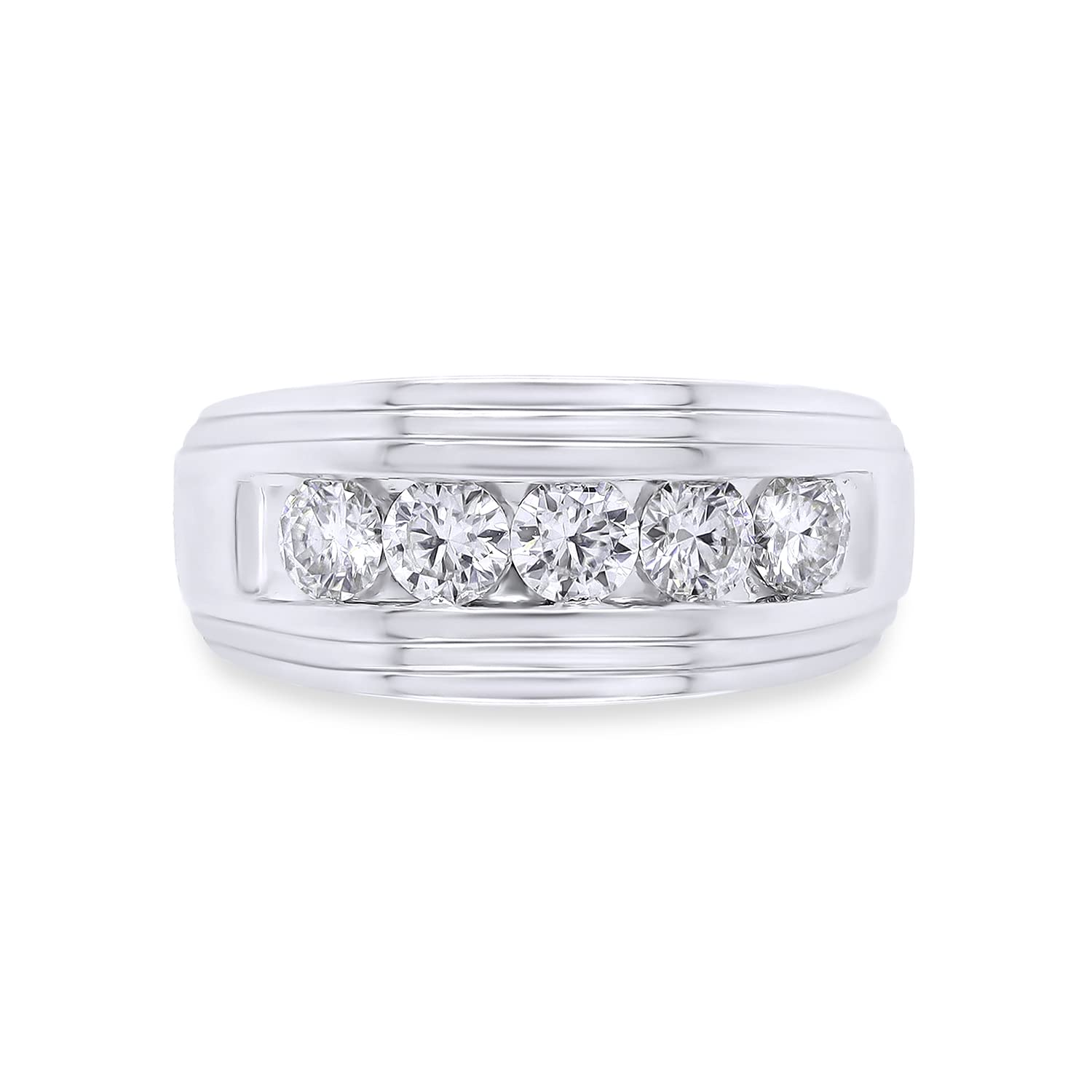 Lab Created Moissanite 5 Stone Channel Set Moissanite Ring