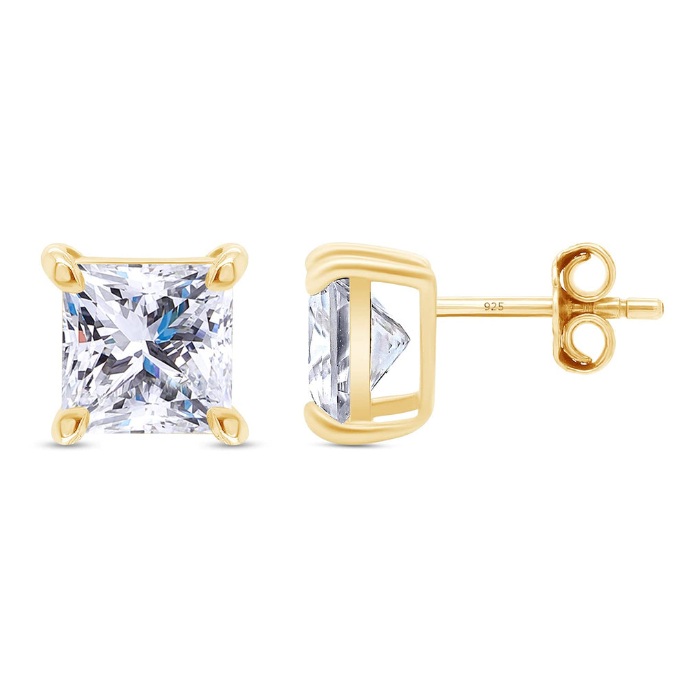 
                      
                        Princess Cut Lab Created Moissanite Diamond Push Back Solitaire Stud Earrings In 925 Sterling Silver
                      
                    