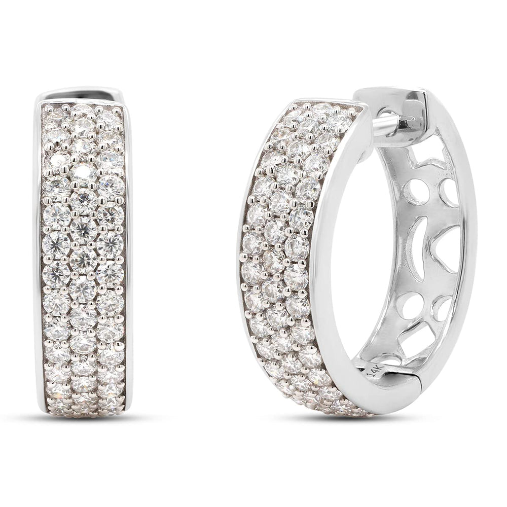 
                      
                        1.25 Carat Round Cut Lab Created Moissanite Diamond Triple Row Huggie Hoop Earrings In 10K Or 14K Solid Gold
                      
                    