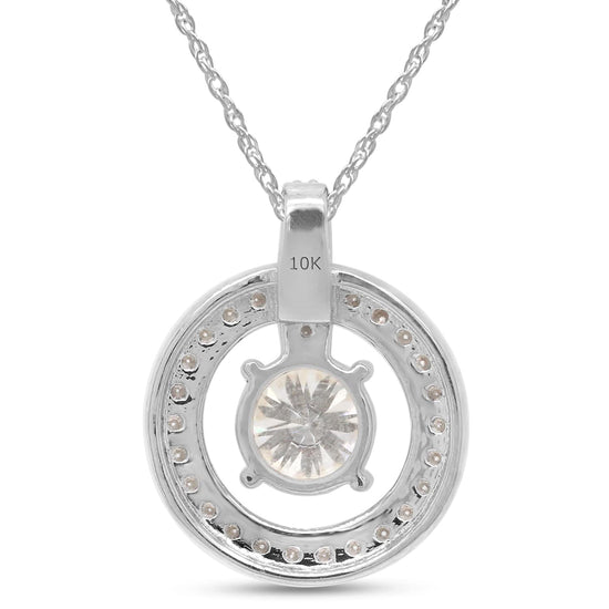 1 1/4 Carat Lab Created Moissanite Diamond Circle Drop Pendant Necklace in 10K or 14K Solid Gold For Women (1.25 Cttw)