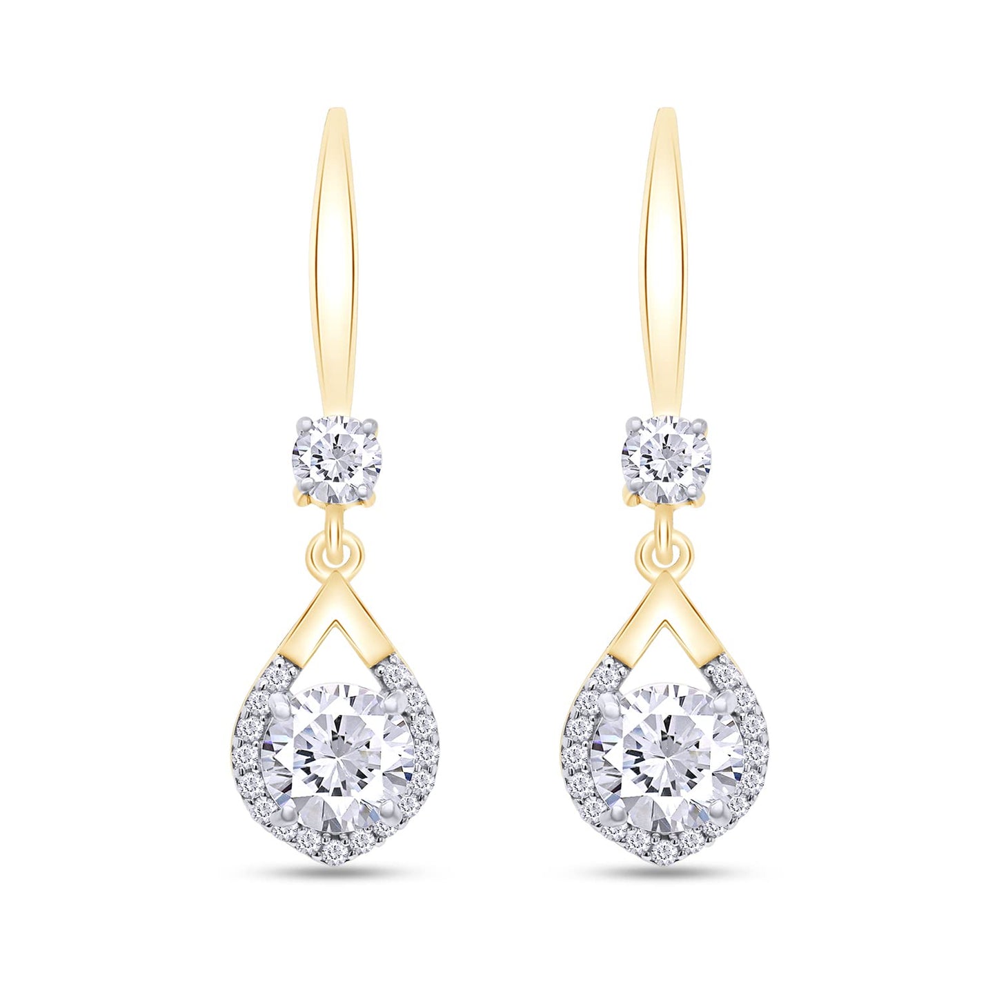 2 Carat Center Stone 6MM Lab Created Moissanite Diamond Fish Hook Tear Drop Earrings In 925 Sterling Silver (2 Cttw)