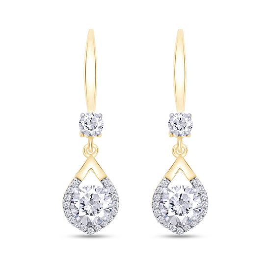2 Carat Center Stone 6MM Lab Created Moissanite Diamond Fish Hook Tear Drop Earrings In 925 Sterling Silver (2 Cttw)