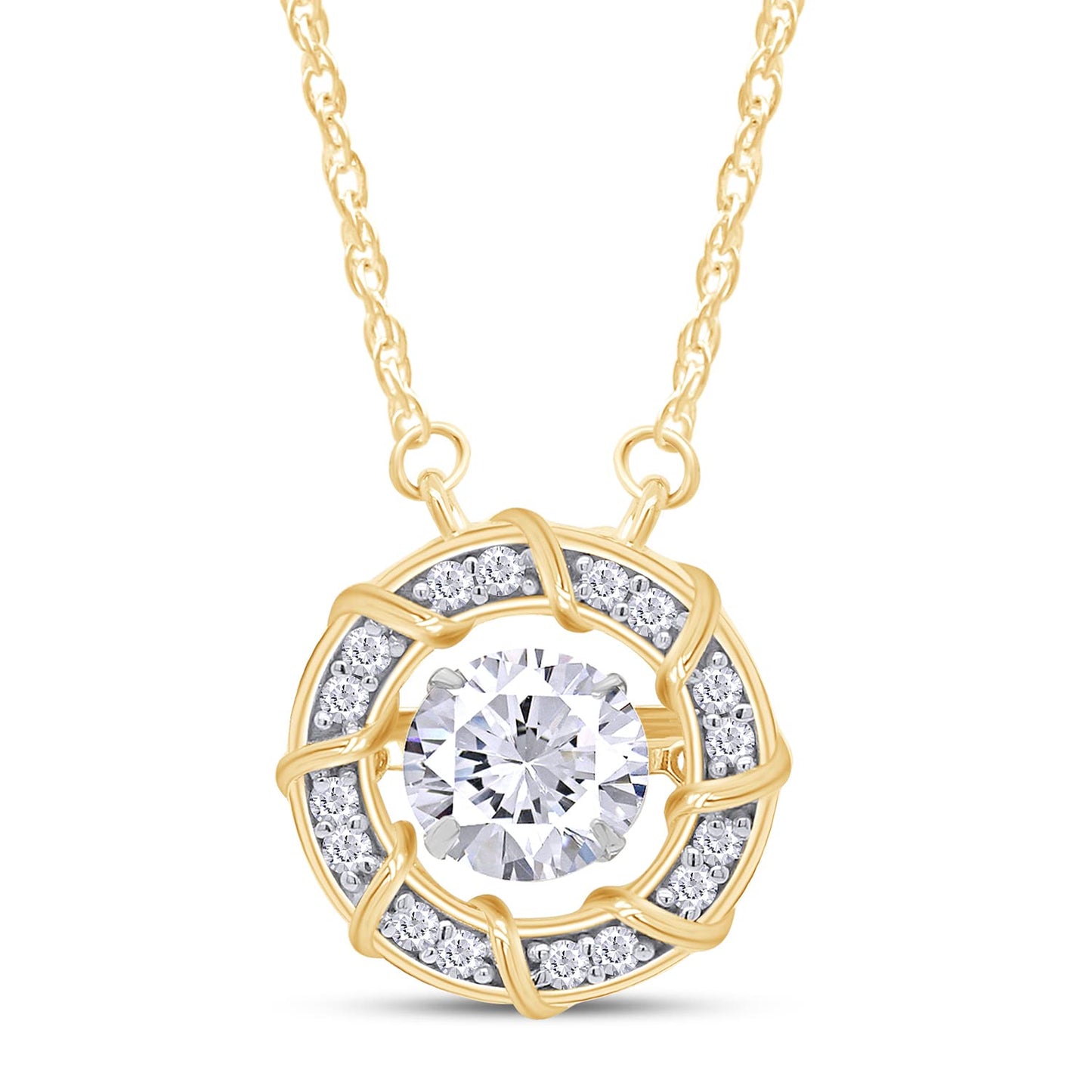 7/8 Carat Lab Created Moissanite Diamond Dancing Heart Halo Pendant Necklaces In 925 Sterling Silver (0.88 Cttw)