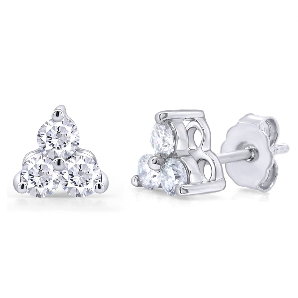 
                      
                        2 1/2 Carat Round Cut Lab Created Moissanite Diamond Push Back Three Stone Stud Earrings In 925 Sterling Silver (2.50 Cttw)
                      
                    