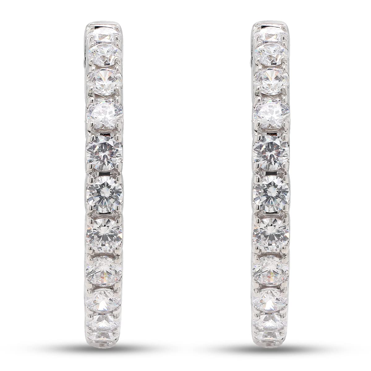 3 Carat Round Cut Lab Created Moissanite Diamond Inside Outside Hoop Earrings In 10K Or 14K Solid Gold