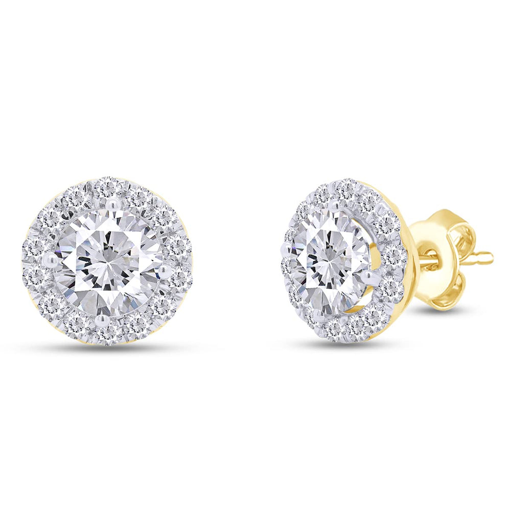 3 1/7 Carat Round Cut Lab Created Moissanite Diamond Halo Stud Earrings Jewelry for Women in 925 Sterling Silver (3.15 Cttw)