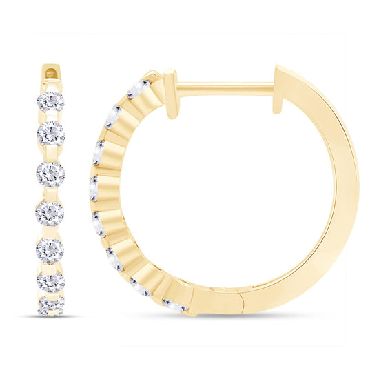 1/2 Carat Lab Created Moissanite Diamond Huggie Hoop Earrings In 925 Sterling Silver Jewelry For Women (0.50 Cttw)