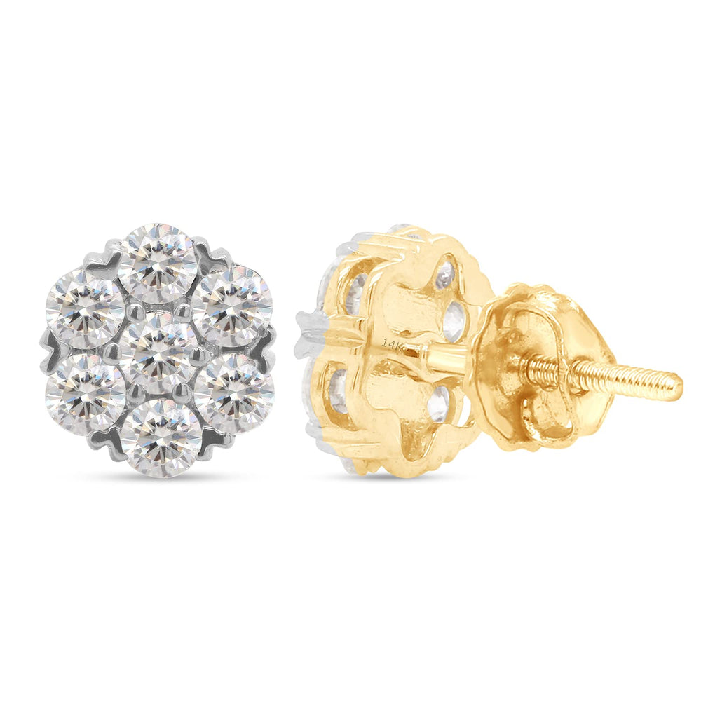 
                      
                        1.20 Carat Round Cut Lab Created Moissanite Diamond Floral Cluster Stud Earrings For Women In 10K Or 14K Solid Gold
                      
                    