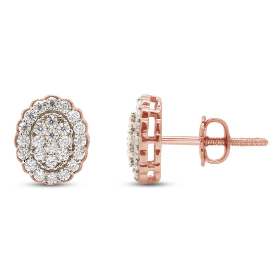 1/2 ct.t.w Round Cut Lab Created Moissanite Diamond Cluster Stud Earrings In 10K Or 14K Solid Gold Jewelry For Women (0.50 Cttw)