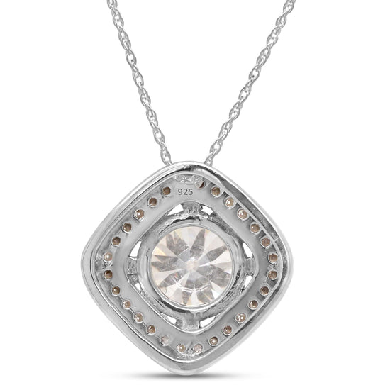 Load image into Gallery viewer, 1 1/10 Carat Center Stone 6.5MM Lab Created Moissanite Diamond Halo Pendant Necklace In 925 Sterling Silver (1.10 Cttw)
