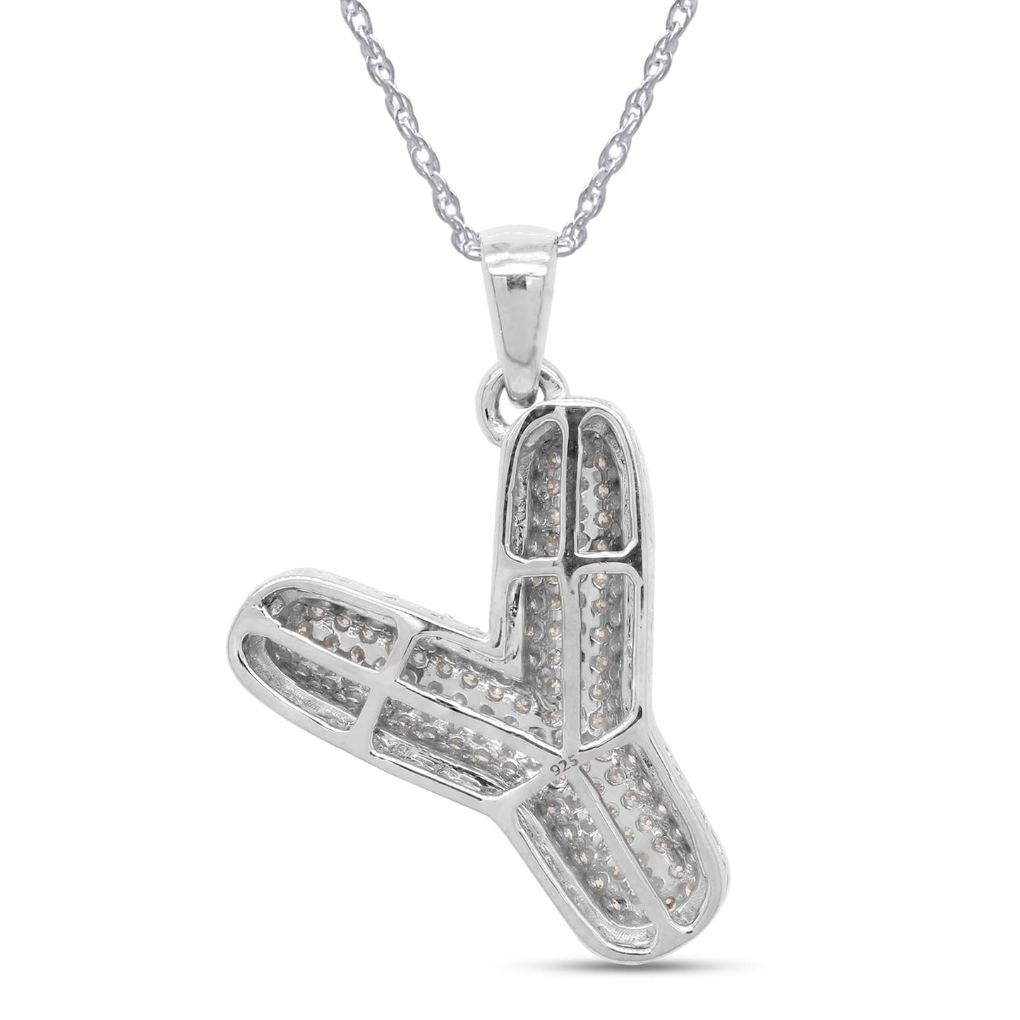 1 Carat Lab Created Moissanite Diamond Initial Bubble Letter "Y" Pendant Necklace In 925 Sterling Silver (1 Cttw)
