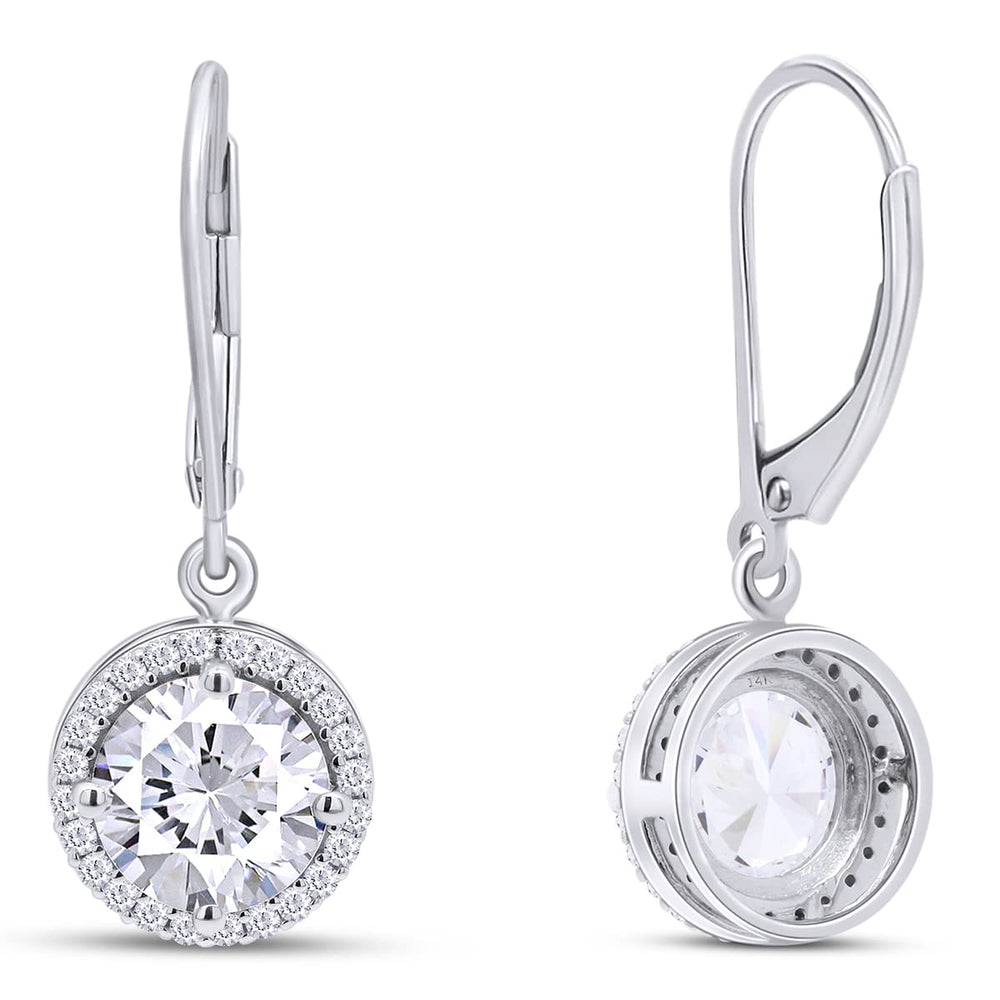 
                      
                        1 1/2 Carat Lab Created Moissanite Diamond Halo Lever Back Dangle Drop Earrings In 10K Or 14K Solid Gold (1.50 Cttw)
                      
                    