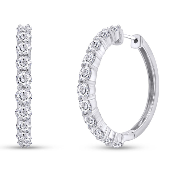 Load image into Gallery viewer, 3 1/4 Carat Lab Created Moissanite Diamond 29MM Big Hoop Earrings In 14K Gold Post &amp;amp; 925 Sterling Silver (3.25 Cttw)
