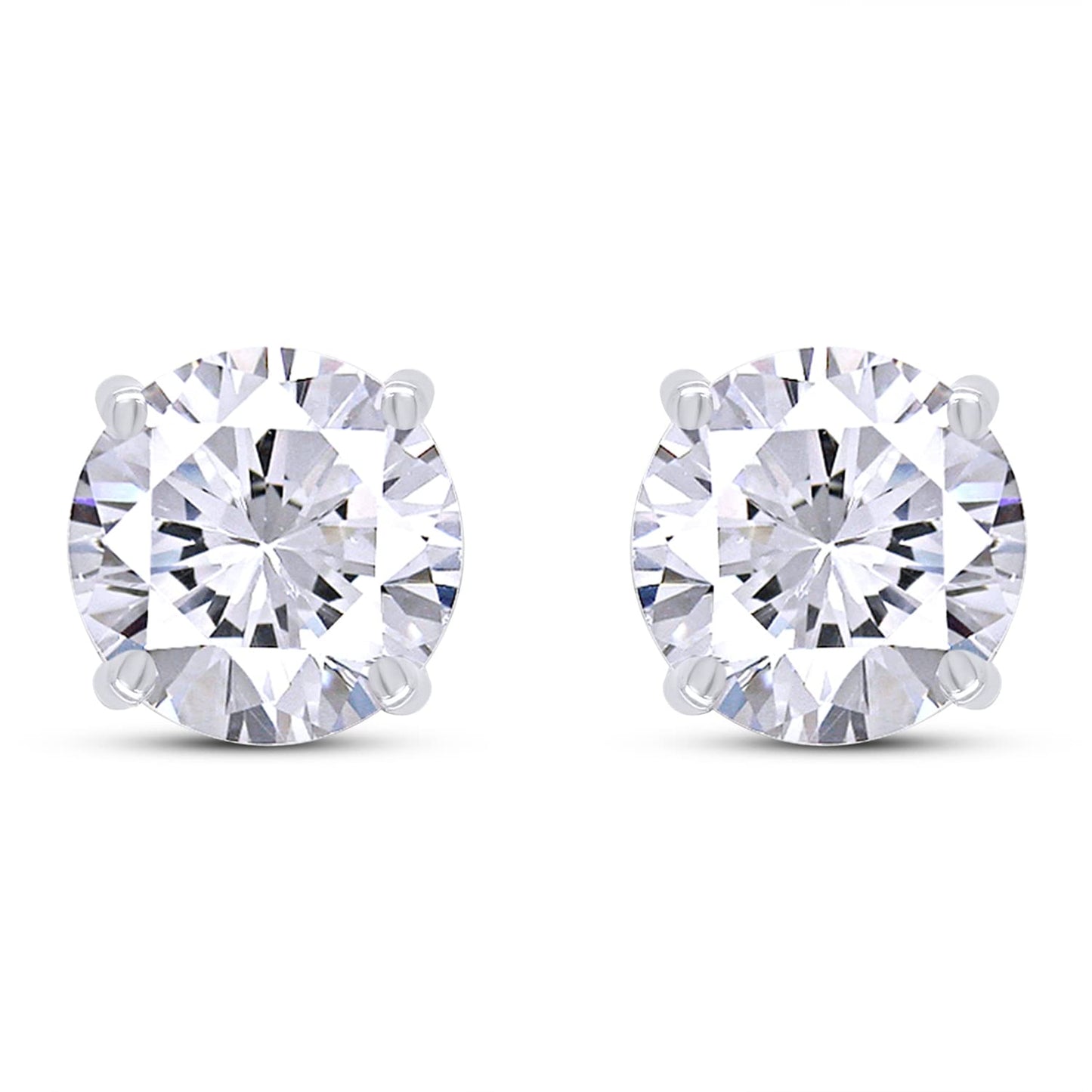 2.50 Carat 7MM Round Cut Lab Created Moissanite Diamond Push Back Stud Earrings In 925 Sterling Silver (2.50 Cttw)