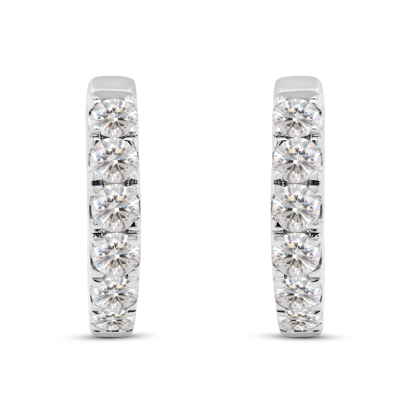 1.60 Carat Round Cut Lab Created Moissanite Diamond Inside Outside Hoop Earrings In 10K Or 14K Solid Gold Jewelry For Women