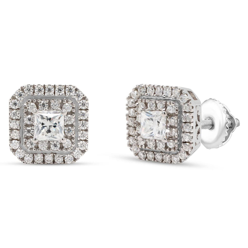 
                      
                        1 Carat Princess & Round Cut Lab Created Moissanite Diamond Double Halo Stud Earrings In 10K Or 14K Solid Gold (1 Cttw)
                      
                    