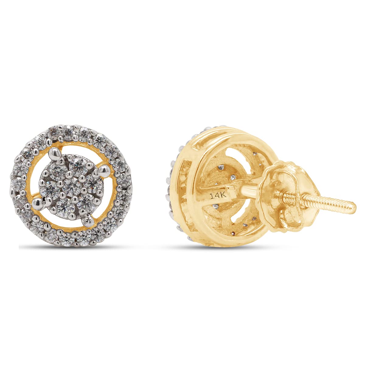 1/4 Carat Round Cut Lab Created Moissanite Diamond Circle Stud Earrings In 10K Or 14K Solid Gold For Women (0.25 Cttw)
