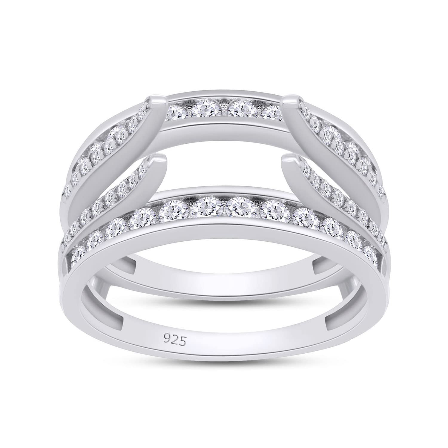 Lab Created Moissanite Combination Cathedral and Classic Enhancer Ring Guard