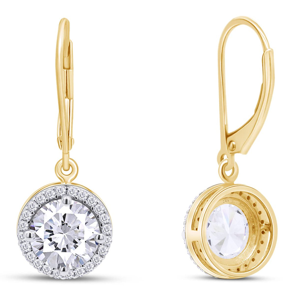 
                      
                        1 1/2 Carat Lab Created Moissanite Diamond Halo Lever Back Dangle Drop Earrings In 10K Or 14K Solid Gold (1.50 Cttw)
                      
                    