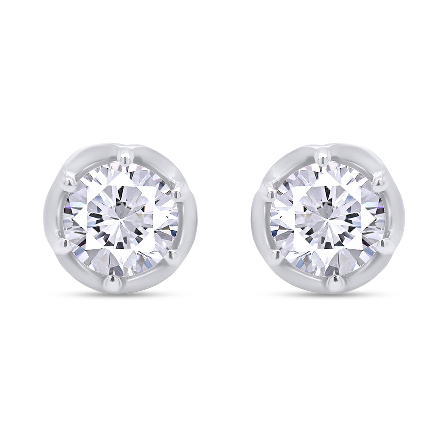 1 1/5 Carat 5.5MM Round Cut Lab Created Moissanite Diamond Push Back Stud Earrings In 925 Sterling Silver (1.20 Cttw)