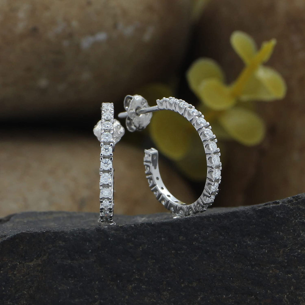 
                      
                        1/2 Carat Round Cut Lab Created Moissanite Diamond Eternity Hoop Earrings In 925 Sterling Silver (0.50 Cttw)
                      
                    