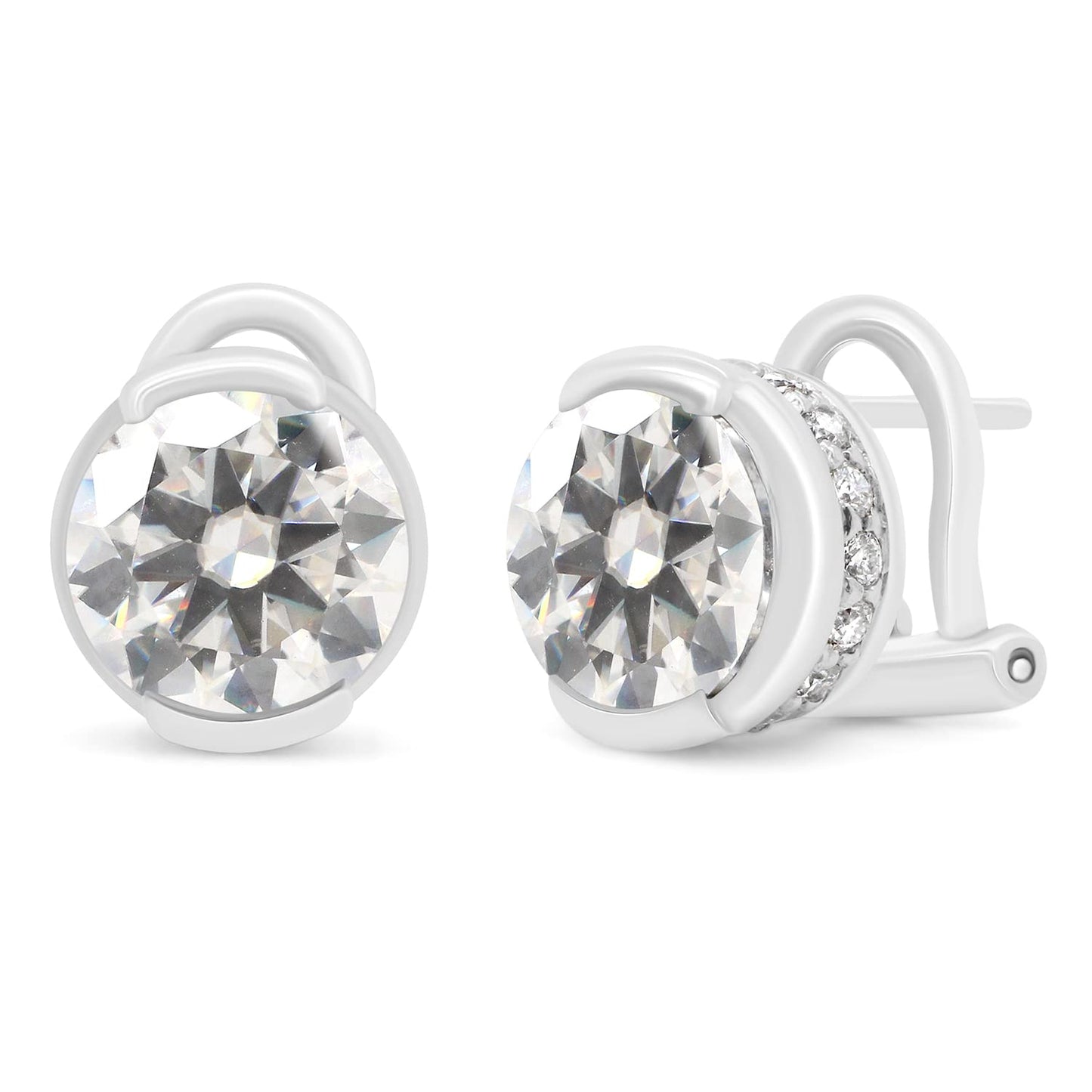 3.50 Carat 8MM Round Cut Lab Created Moissanite Diamond Solitaire Stud Earrings In 10K Or 14K Solid Gold