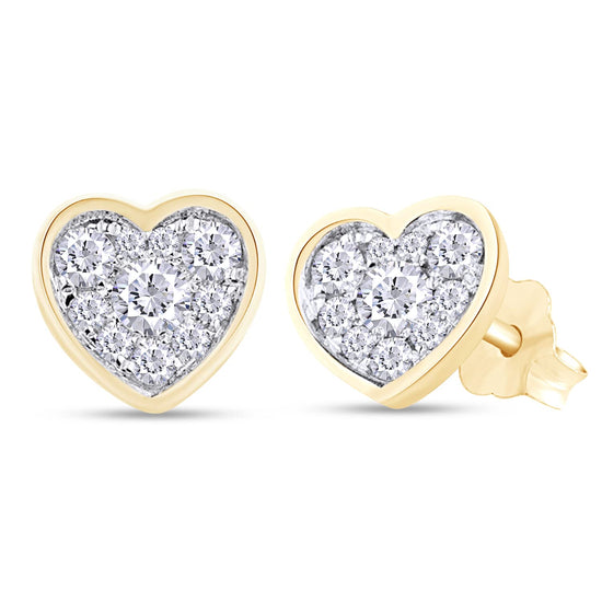 1/3 Carat Lab Created Moissanite Diamond Heart Cluster Stud Earrings In 925 Sterling Silver (VVS1 Clarity, 0.30 Cttw)