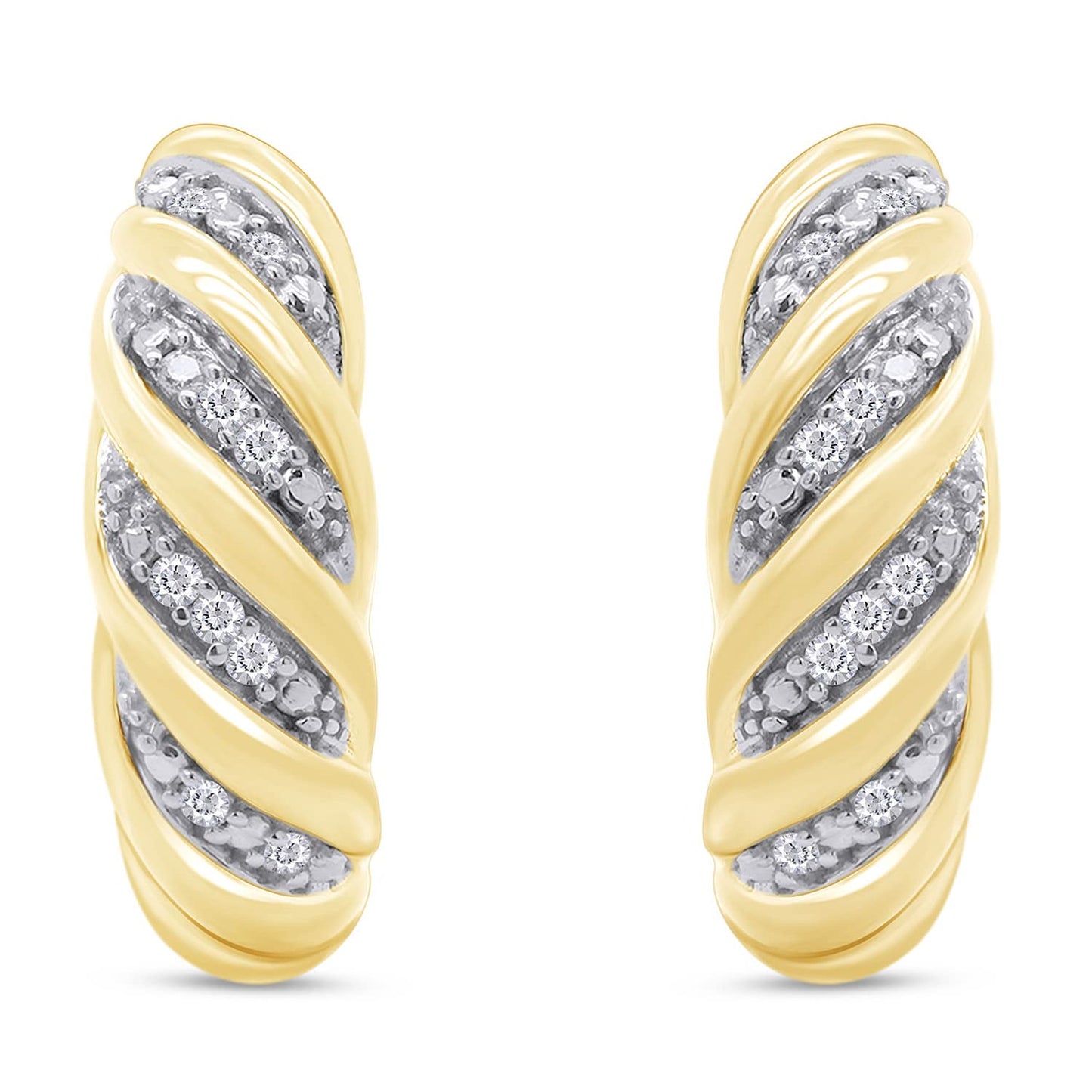 1/10 Carat Lab Created Moissanite Diamond Dome Huggie Hoop Earrings In 925 Sterling Silver (0.10 Cttw)