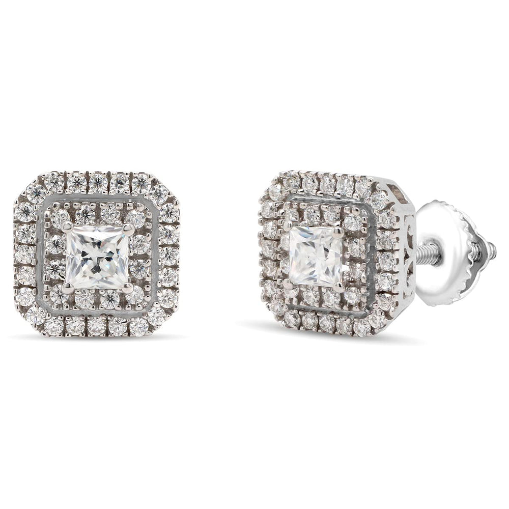 
                      
                        1 Carat Princess & Round Cut Lab Created Moissanite Diamond Double Halo Stud Earrings In 10K Or 14K Solid Gold (1 Cttw)
                      
                    