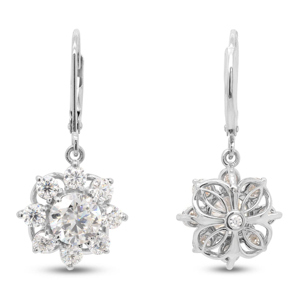 
                      
                        3 4/9 Carat Round Cut Lab Created Moissanite Diamond Halo Drop Earrings In 10K Or 14K Solid Gold (3.45 Cttw)
                      
                    