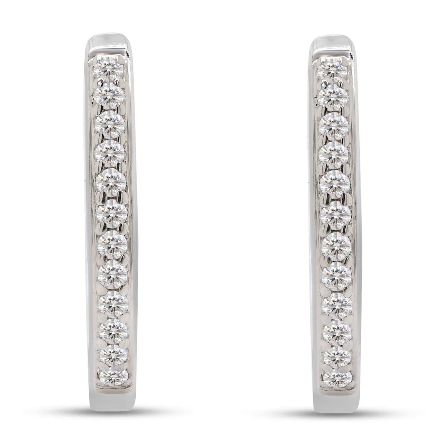 1/4 Carat Lab Created Moissanite Diamond Half Eternity Hoop Earrings In 925 Sterling Silver (0.25 Cttw)