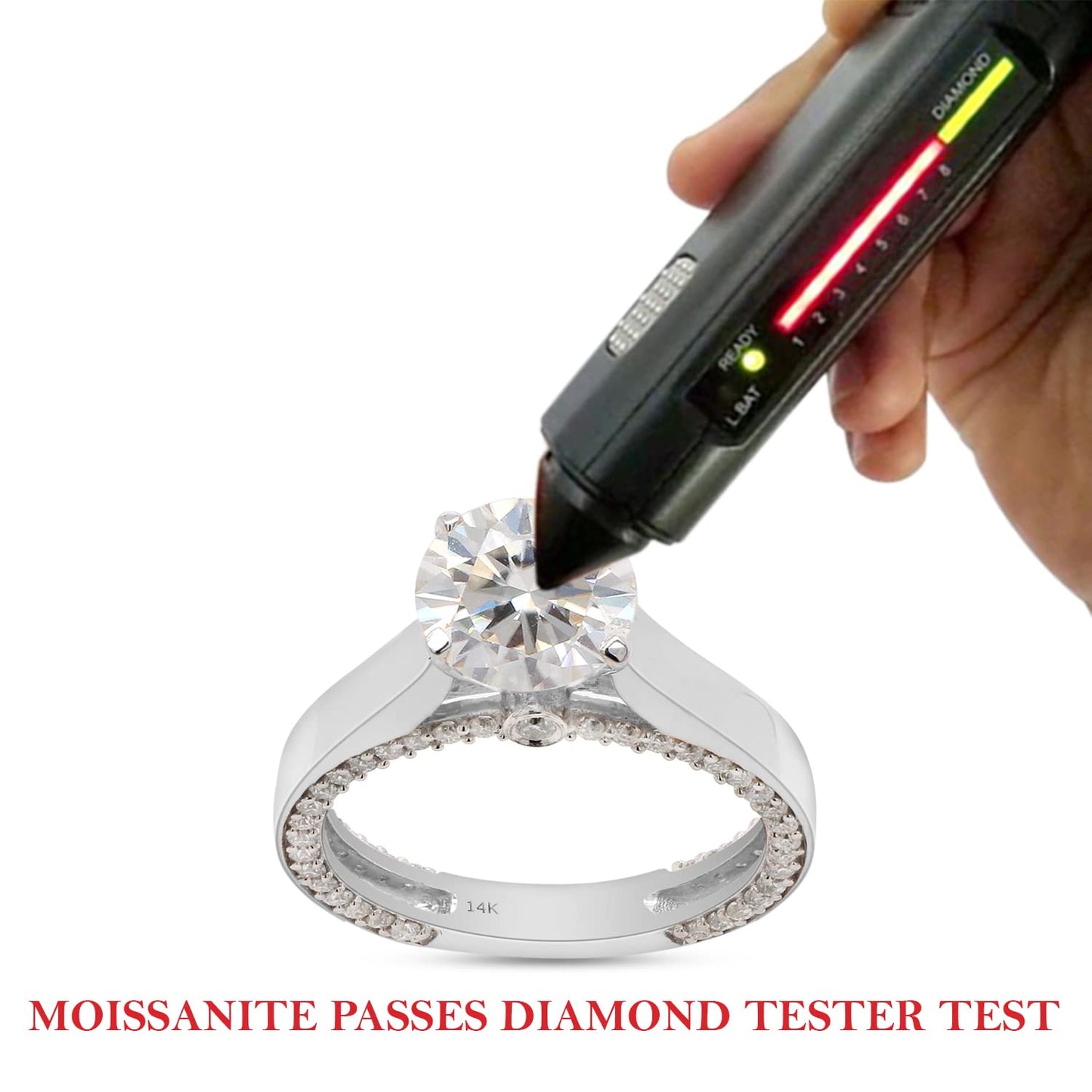 Load image into Gallery viewer, 2 Carat 7MM Round Cut Lab Created Moissanite Diamond Solitaire Promise Engagement Wedding Ring In 10K Or 14K Solid Gold
