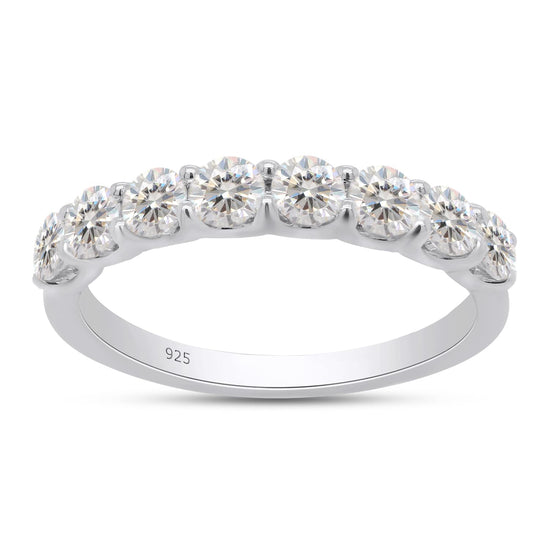 0.80 Carat Round Cut Lab Created Moissanite Diamond Half Eternity Stackable Wedding Band Ring in 925 Sterling Silver