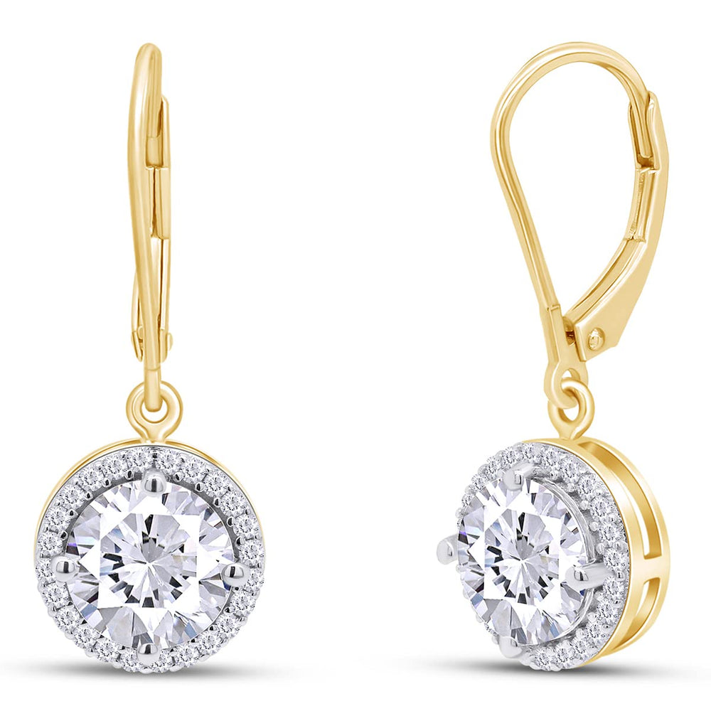 
                      
                        1 1/2 Carat Lab Created Moissanite Diamond Halo Lever Back Dangle Drop Earrings In 10K Or 14K Solid Gold (1.50 Cttw)
                      
                    