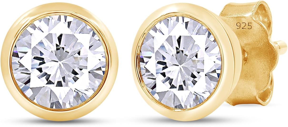 5MM Bezel Set Solitaire Stud Earrings