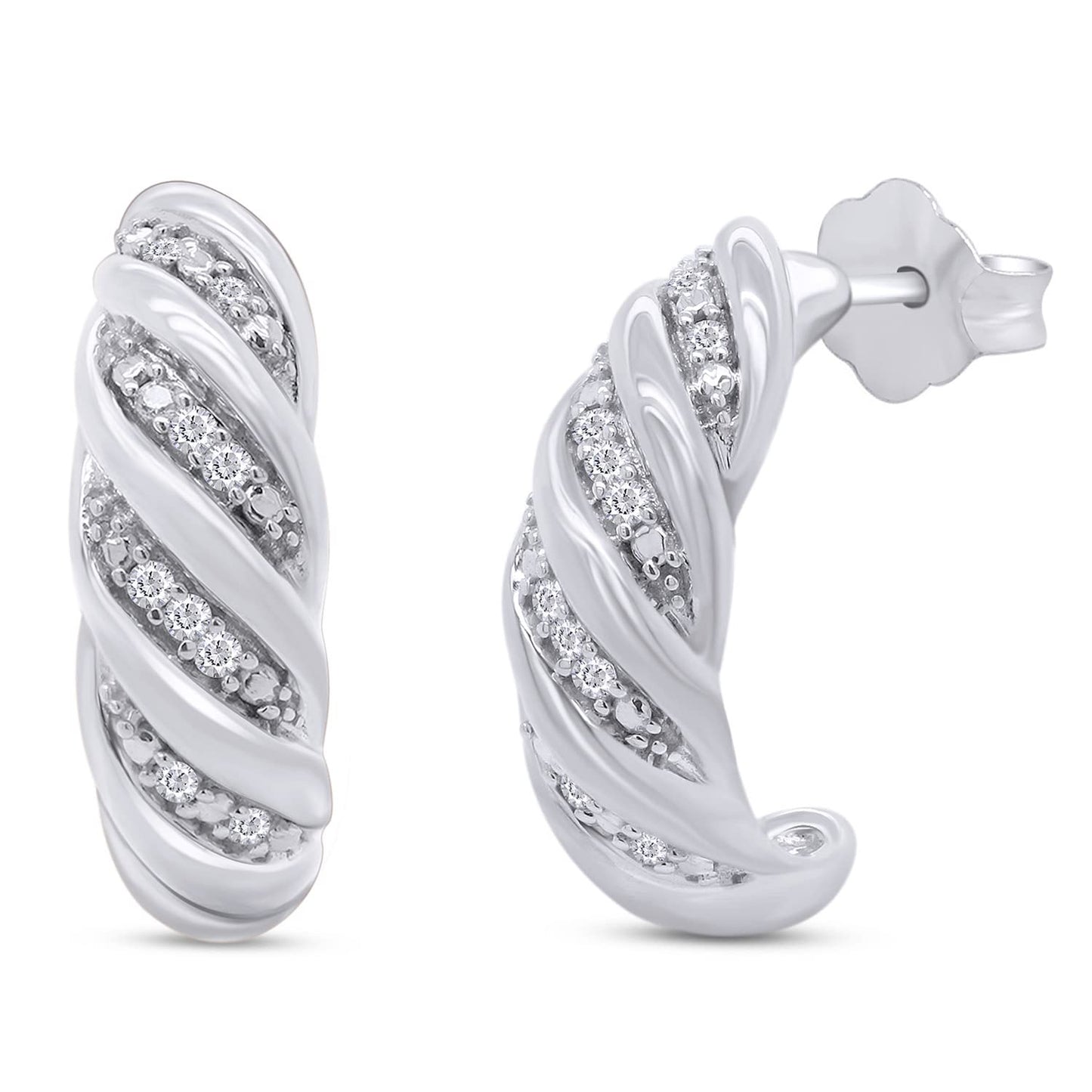 1/10 Carat Lab Created Moissanite Diamond Dome Huggie Hoop Earrings In 925 Sterling Silver (0.10 Cttw)